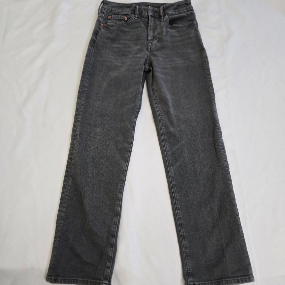 American Eagle Relaxed Straight Jeans Womens 26x28 Gray Wash Easy Flex‎ Denim